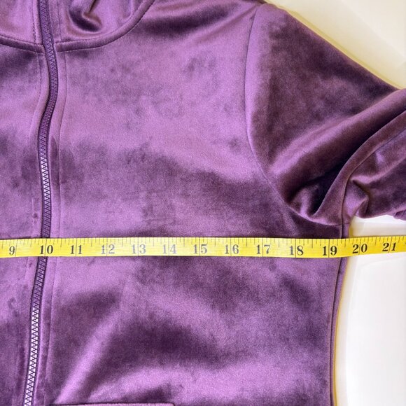 Time & Tru Velour Full Zip Hooded Sweater Women Sz Small (4-6) Purple Glam Comfy - Picture 6 of 8